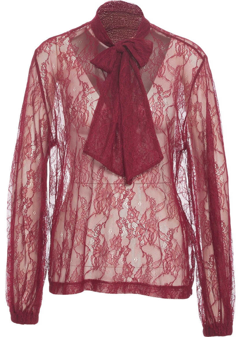 Bluze Kaos Lace blouse with bow collar Red Femei (BM 19033483) 1
