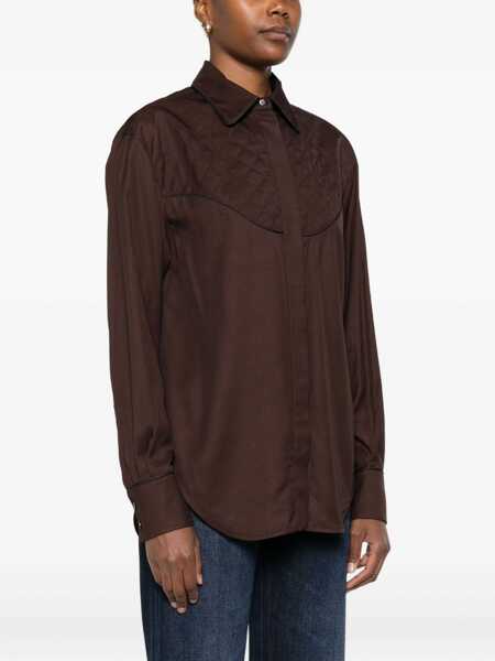 Bluze Golden Goose Blouse with quilted details Brown Femei (BM 19033492) 3