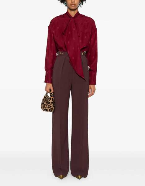 Pantaloni casual Elisabetta Franchi Wide trousers with pleats Red Femei (BM 19033543) 2