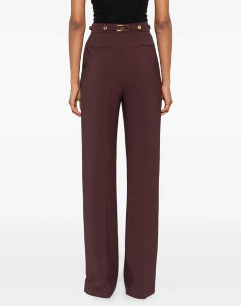 Pantaloni casual Elisabetta Franchi Wide trousers with pleats Red Femei (BM 19033543) 4