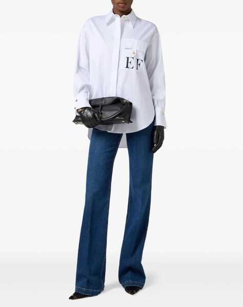 Bluze Elisabetta Franchi Oversize blouse with logo White Femei (BM 19033555) 2