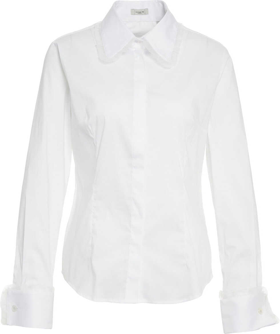 Bluze Himons Blouse with tulle ruffle White Femei (BM 19033561) 1