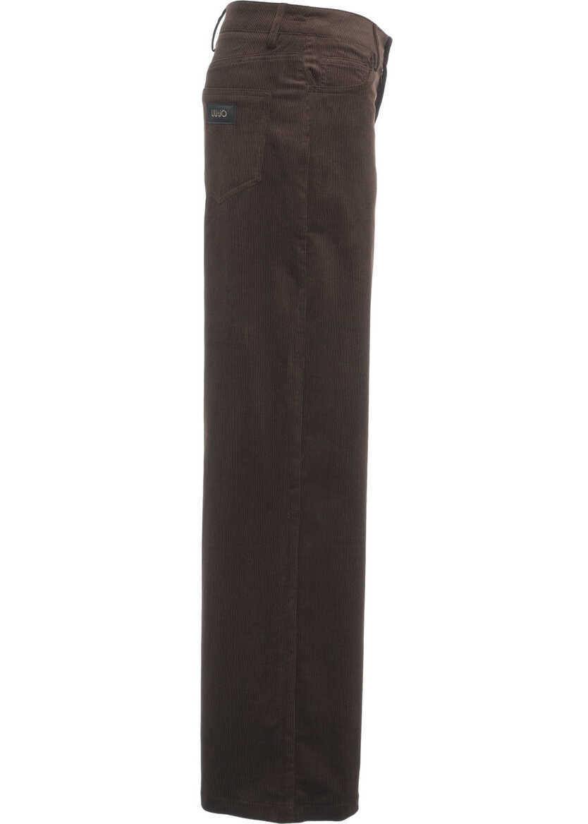 Pantaloni casual Liu Jo White Corduroy pants Brown Femei (BM 19033585) 3