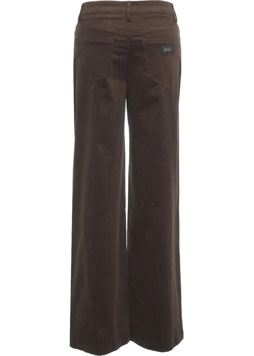 Pantaloni casual Liu Jo White Corduroy pants Brown Femei (BM 19033585) 4