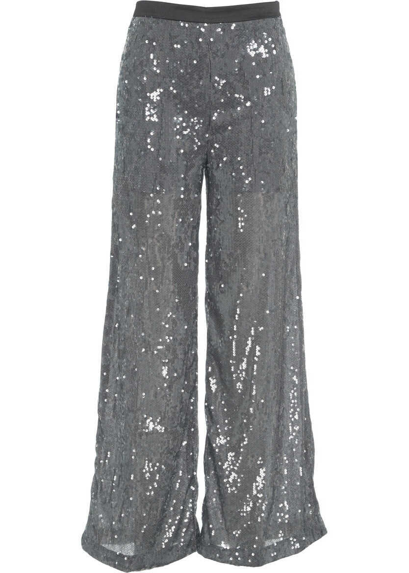 Pantaloni casual Jucca Palazzo trousers with sequins Grey Femei (BM 19033615) 2