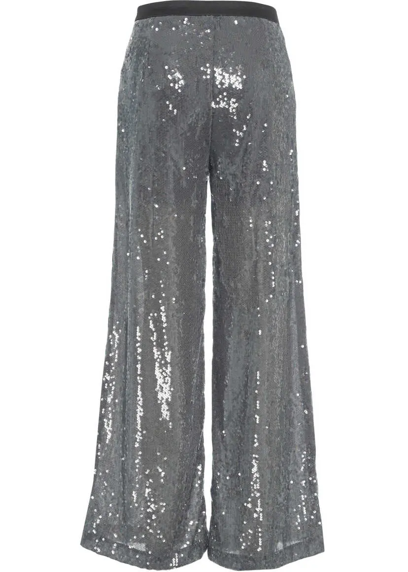 Pantaloni casual Jucca Palazzo trousers with sequins Grey Femei (BM 19033615) 4