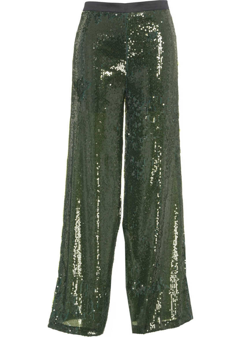 Pantaloni casual Jucca Palazzo trousers with sequins Green Femei (BM 19033615) 2