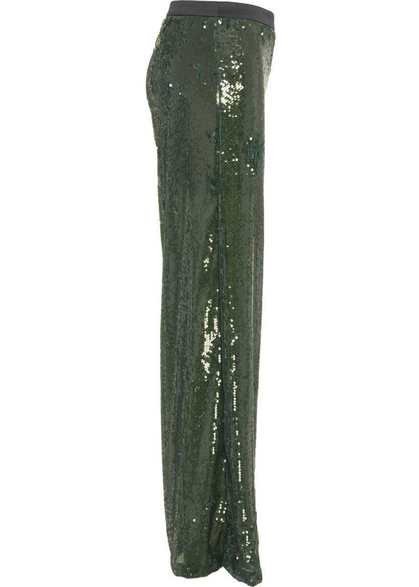 Pantaloni casual Jucca Palazzo trousers with sequins Green Femei (BM 19033615) 4