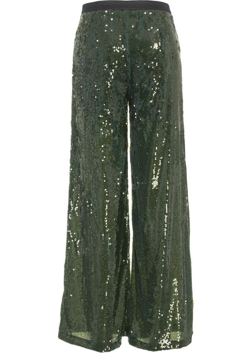 Pantaloni casual Jucca Palazzo trousers with sequins Green Femei (BM 19033615) 5
