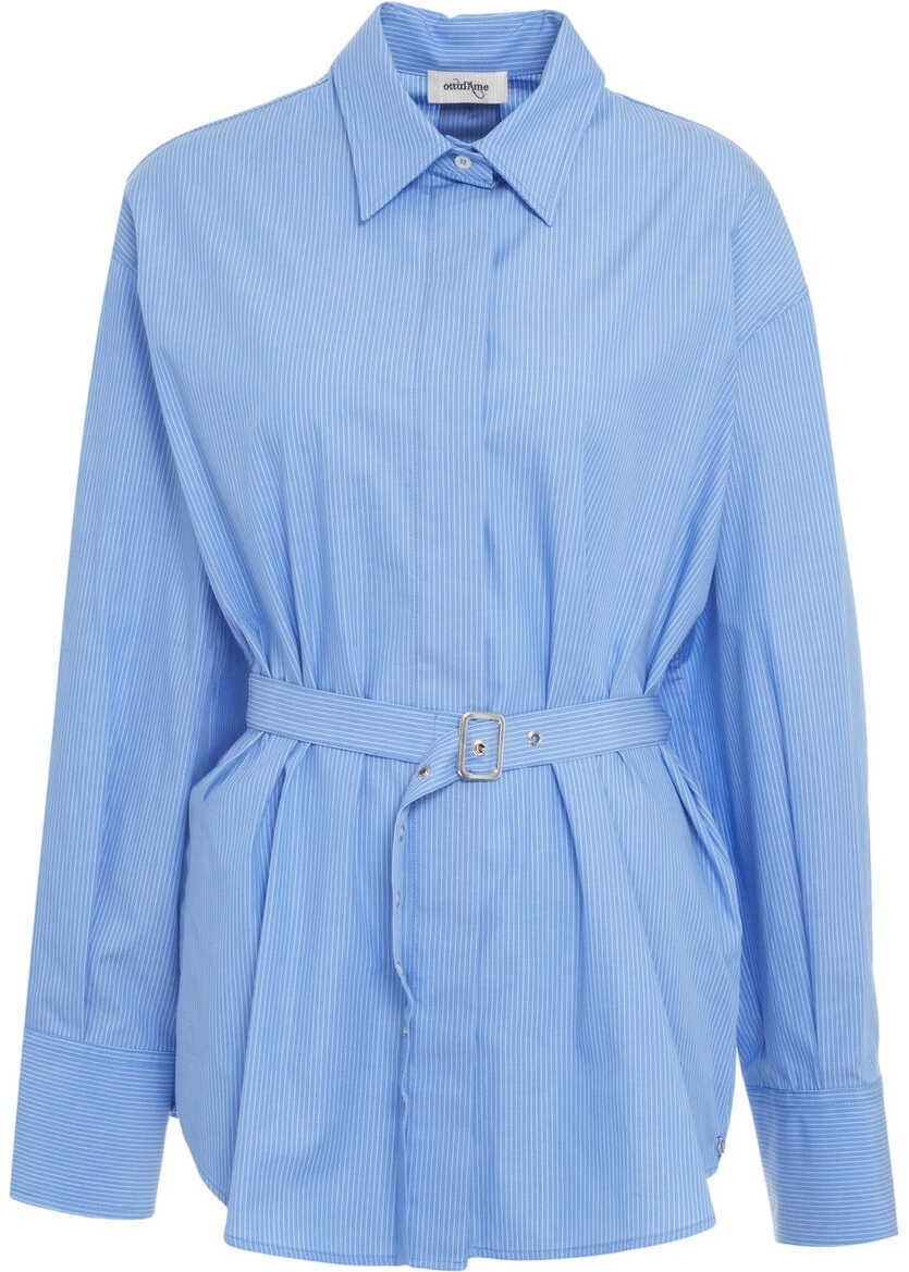 Bluze Otto d ame Striped blouse with waist belt Blue Femei (BM 19033630) 2