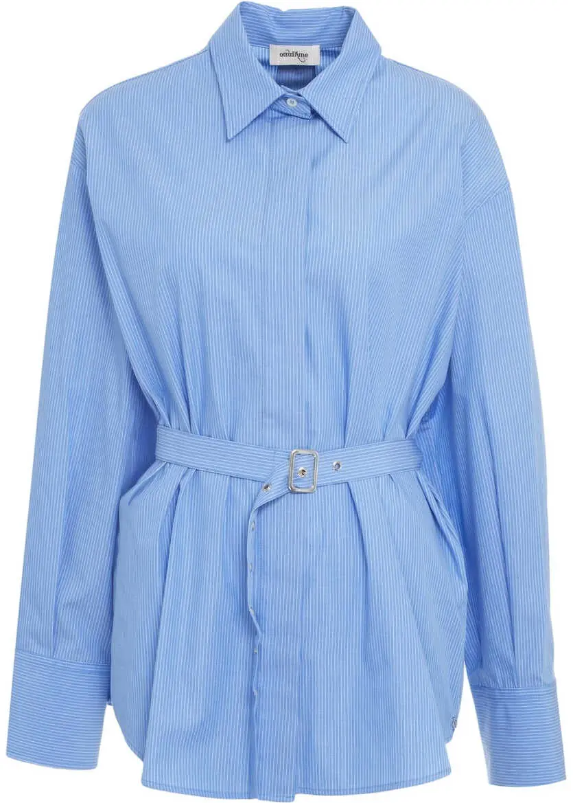 Bluze Otto d ame Striped blouse with waist belt Blue Femei (BM 19033630) 7