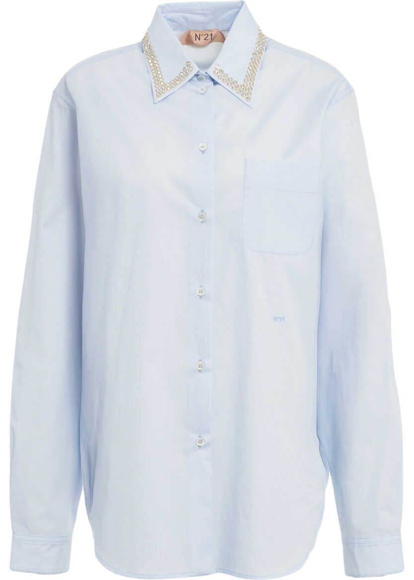 Bluze N21 Blouse with strass application Blue Femei (BM 19033633) 7