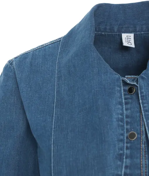 Bluze Liu Jo Denim blouse with bow collar Blue Femei (BM 19033645) 4