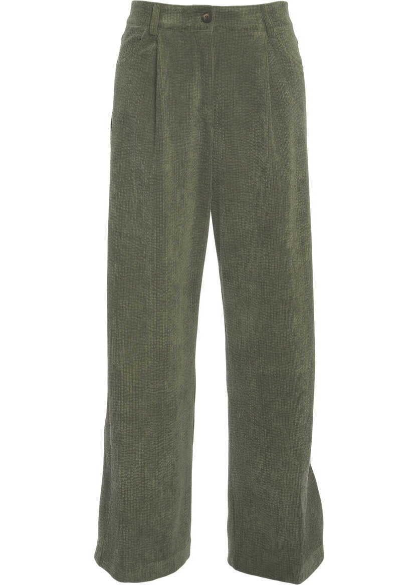Pantaloni casual 8PM Pleated trousers Philomena Green Femei (BM 19033675) 2