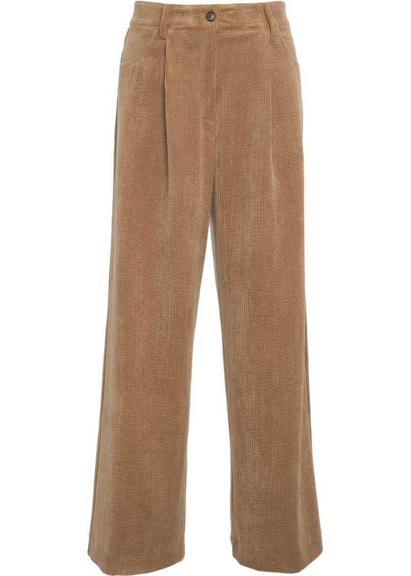 Pantaloni casual 8PM Pleated trousers Philomena Beige Femei (BM 19033675) 2
