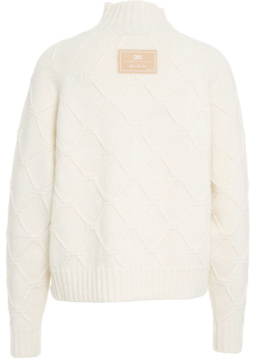 Pulovere Elisabetta Franchi High neck wool sweater White Femei (BM 19033738) 3