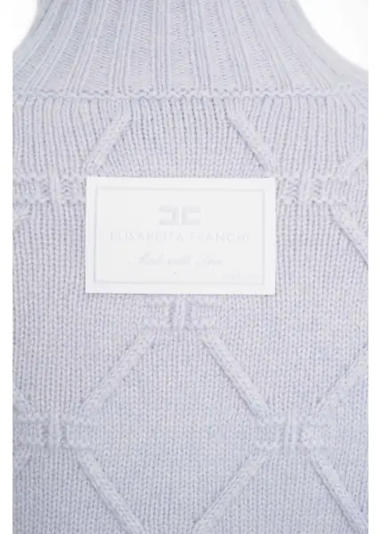 Pulovere Elisabetta Franchi High neck wool sweater Blue Femei (BM 19033738) 4