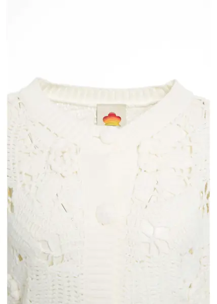 Cardigane Farmrio Cardigan with openwork details White Femei (BM 19033795) 4