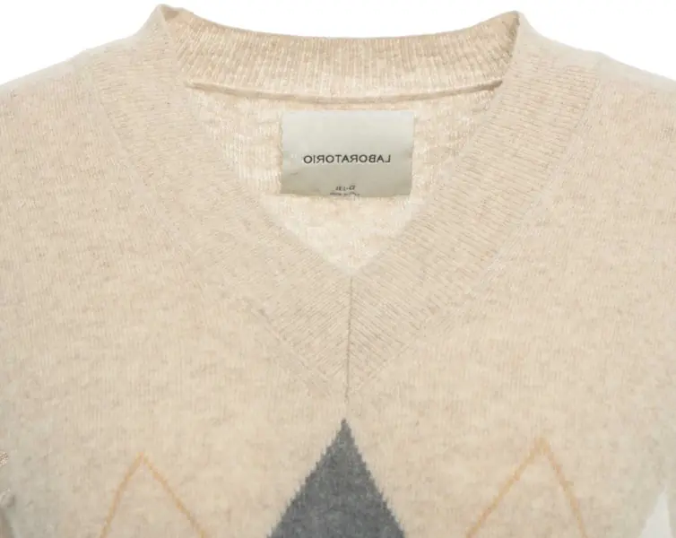 Pulovere casual Jei O Knit vest with diamond pattern Beige Femei (BM 19033819) 4