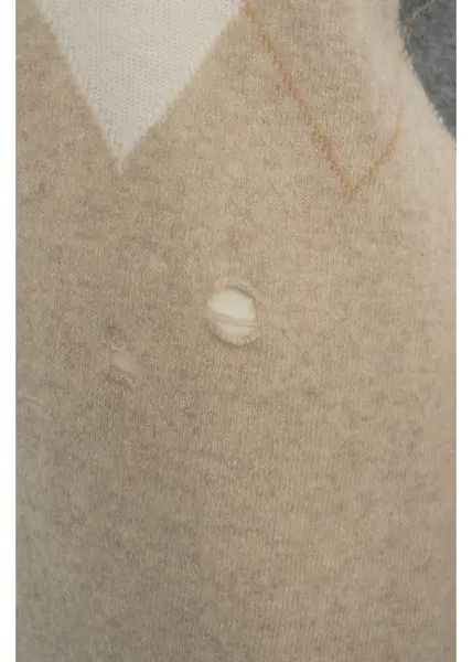 Pulovere casual Jei O Knit vest with diamond pattern Beige Femei (BM 19033819) 5