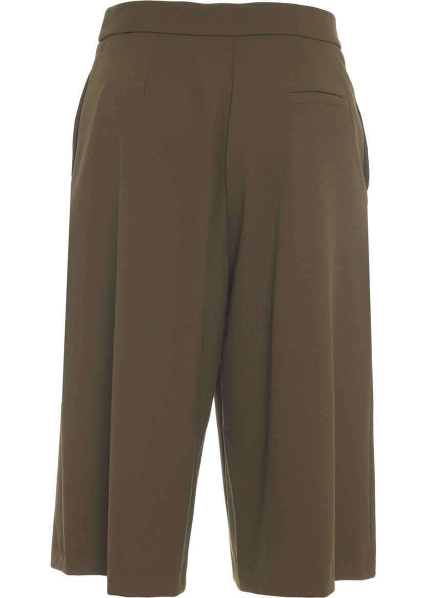 Pantaloni casual Kaos Culotte with pressed creases Green Femei (BM 19033858) 4