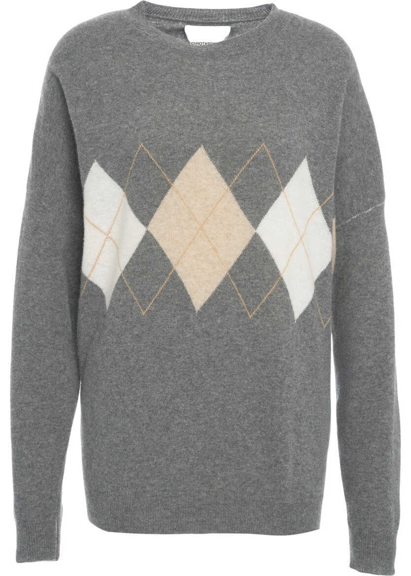 Pulovere Jei O Sweater with argyle pattern Grey Femei (BM 19033894) 2