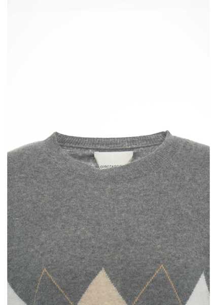 Pulovere Jei O Sweater with argyle pattern Grey Femei (BM 19033894) 4