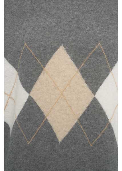 Pulovere Jei O Sweater with argyle pattern Grey Femei (BM 19033894) 5