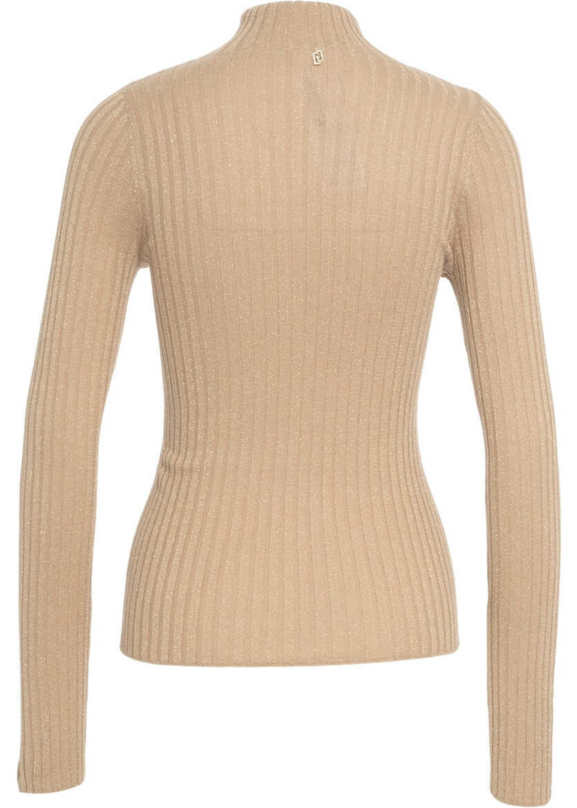 Pulovere Liu Jo White Lurex turtleneck sweater Gold Femei (BM 19033900) 3