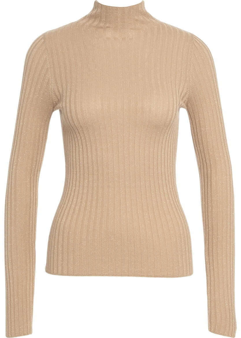 Pulovere Liu Jo White Lurex turtleneck sweater Gold Femei (BM 19033900) 1