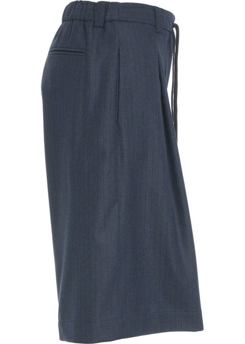 Pantaloni casual Jucca Bermuda shorts with pinstripes Blue Femei (BM 19033978) 4