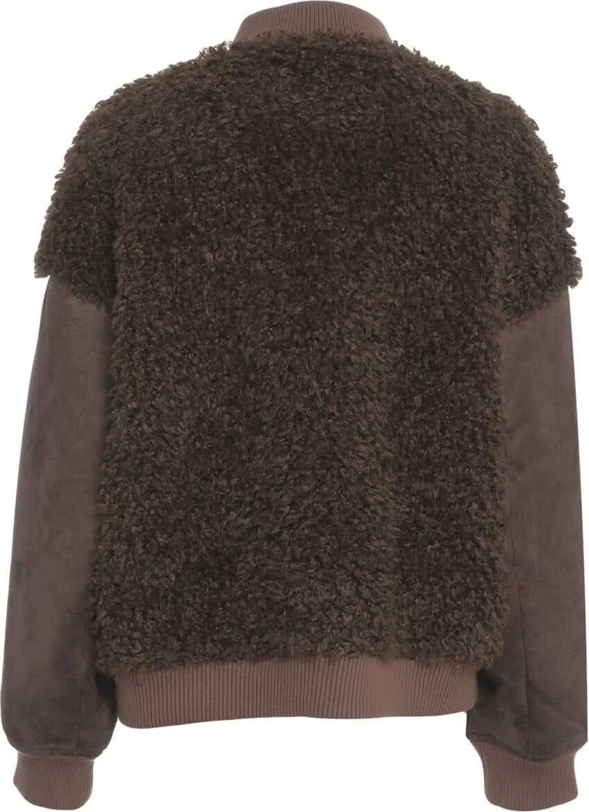 Bomber jacket Bully Faux fur bomber jacket Brown Femei (BM 19034047) 3