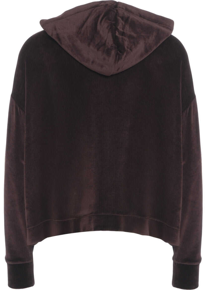 Bluze de trening Majestic Filatures Velvet hoodie with zipper Brown Femei (BM 19034113) 3