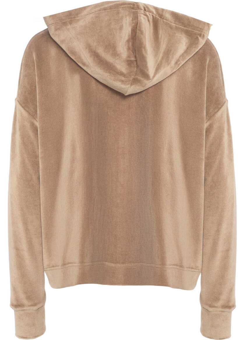 Bluze de trening Majestic Filatures Velvet hoodie with zipper Brown Femei (BM 19034113) 3