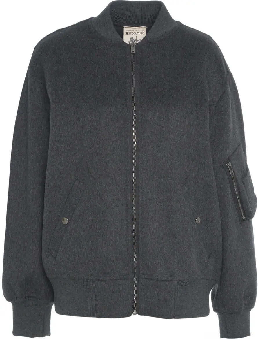 Bomber jacket Semicouture Wool bomber jacket Grey Femei (BM 19034158) 2