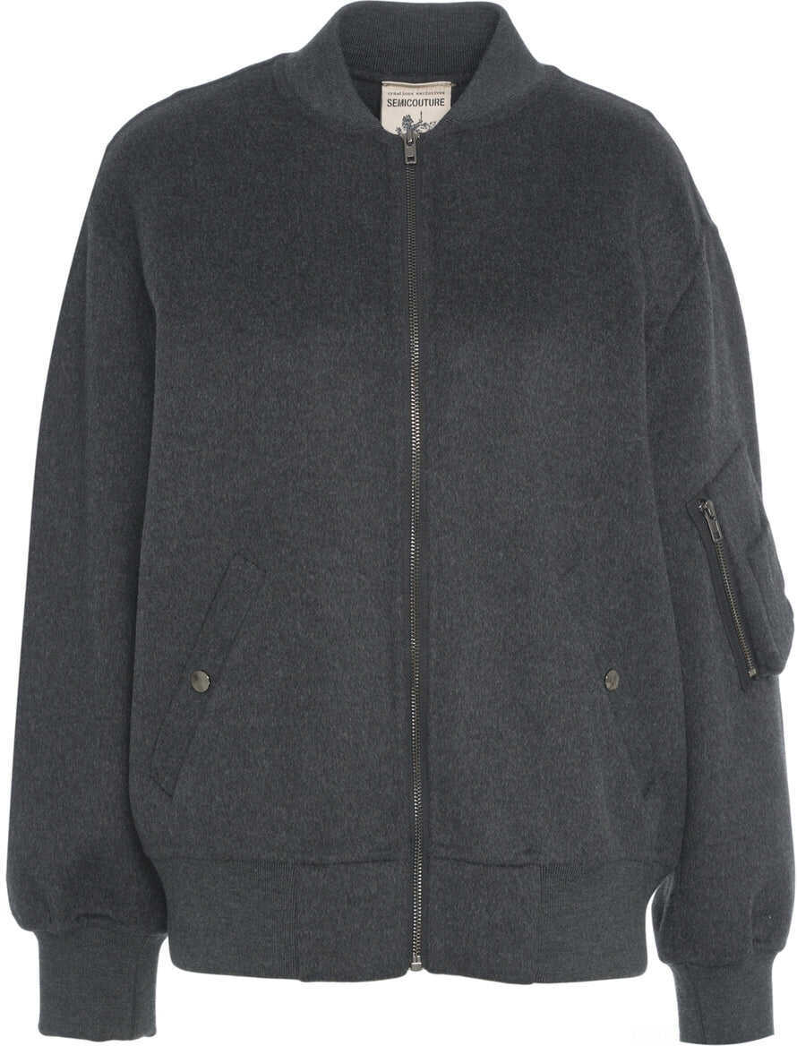 Bomber jacket Semicouture Wool bomber jacket Grey Femei (BM 19034158) 1