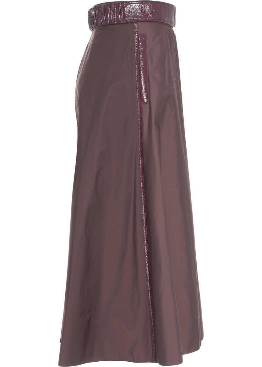 Fuste lungi Elisabetta Franchi Midi skirt with belt Red Femei (BM 19034173) 3