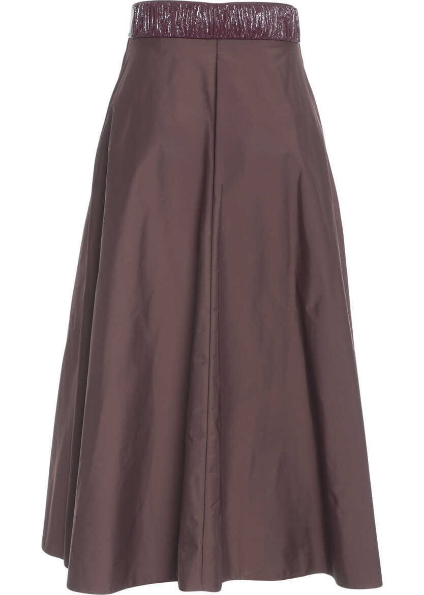 Fuste lungi Elisabetta Franchi Midi skirt with belt Red Femei (BM 19034173) 4