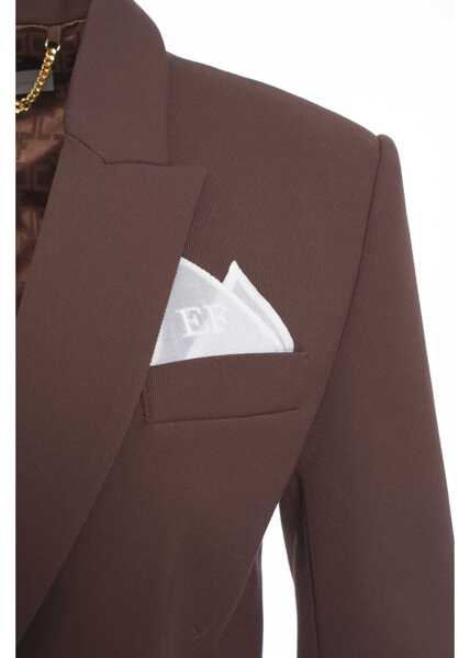 Sacouri Elisabetta Franchi Single-breasted blazer Brown Femei (BM 19034251) 4