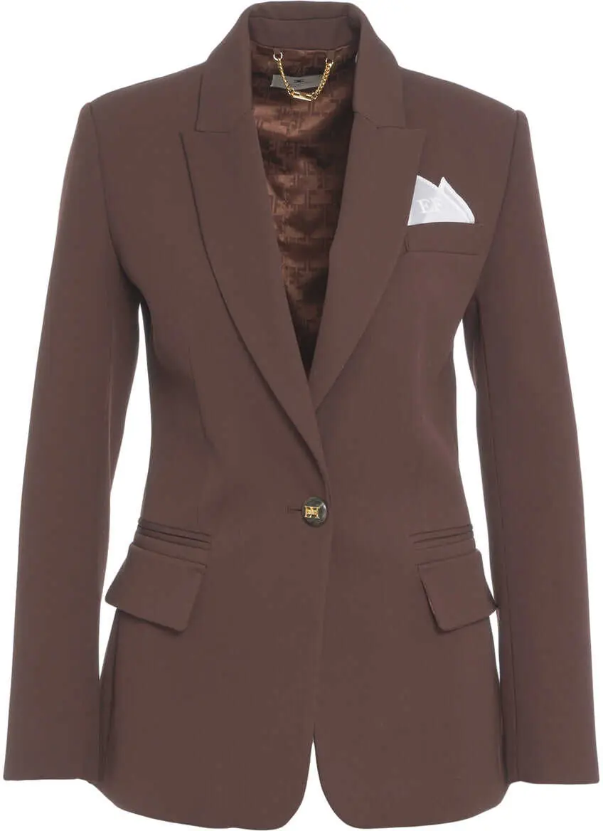 Sacouri Elisabetta Franchi Single-breasted blazer Brown Femei (BM 19034251) 1