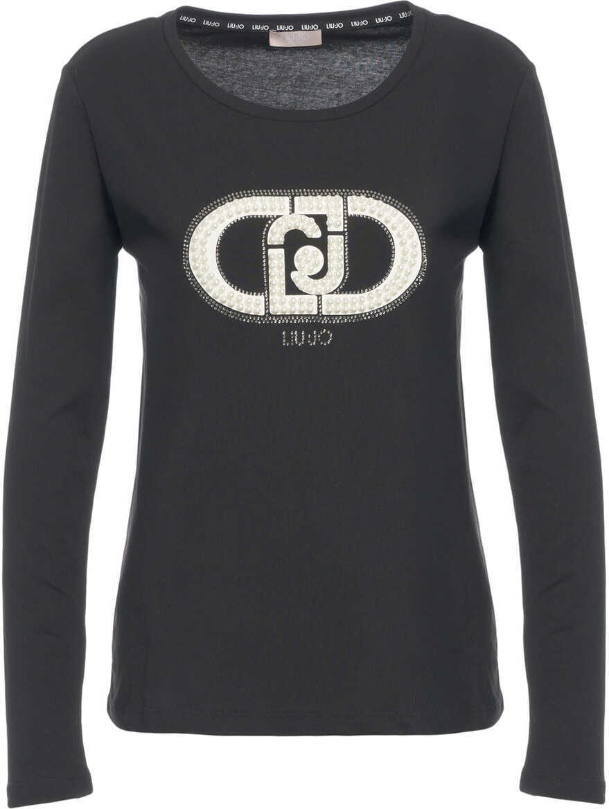 Tricouri Liu Jo T-shirt with rhinestones Black Femei (BM 19034254) 2