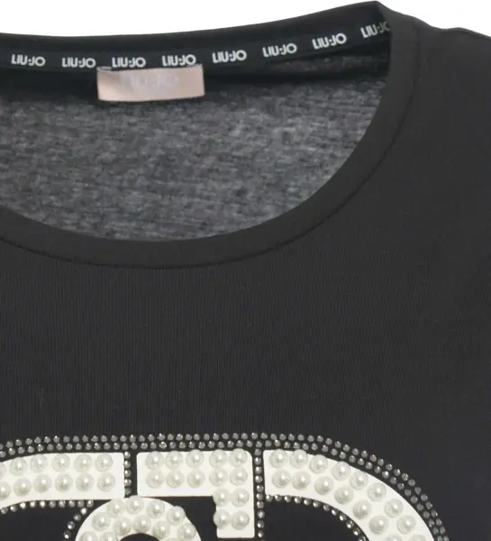 Tricouri Liu Jo T-shirt with rhinestones Black Femei (BM 19034254) 4