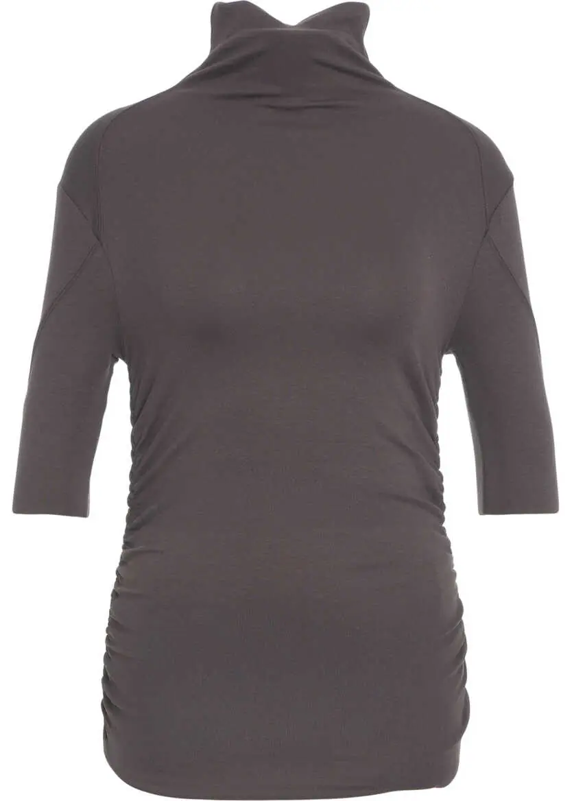 Tricouri Thom / Krom High-neck T-shirt with ruching Brown Femei (BM 19034260) 2