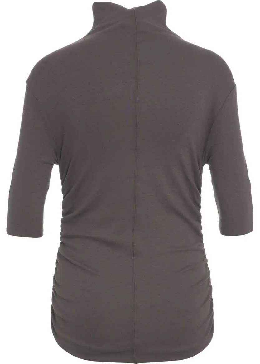 Tricouri Thom / Krom High-neck T-shirt with ruching Brown Femei (BM 19034260) 3