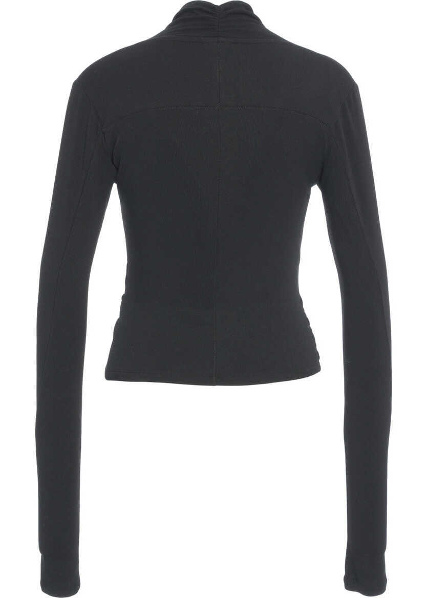 Tricouri Thom / Krom Draped long-sleeved shirt Black Femei (BM 19034272) 3