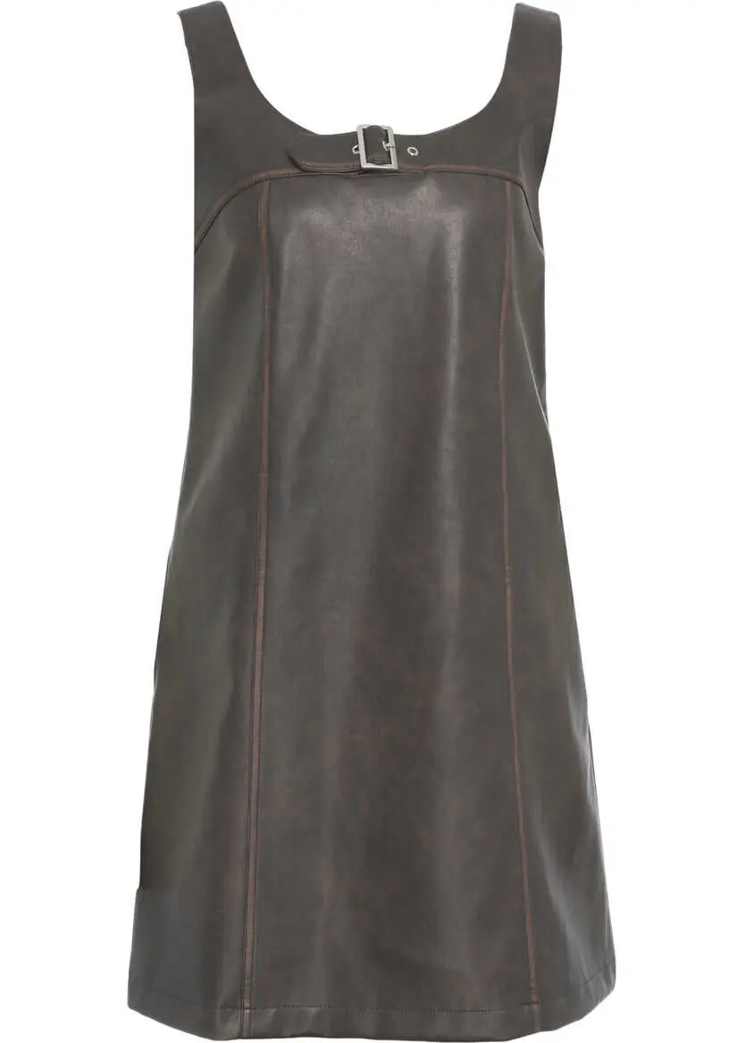 Rochii scurte Liu Jo White Mini dress made from faux leather Brown Femei (BM 19034284) 2