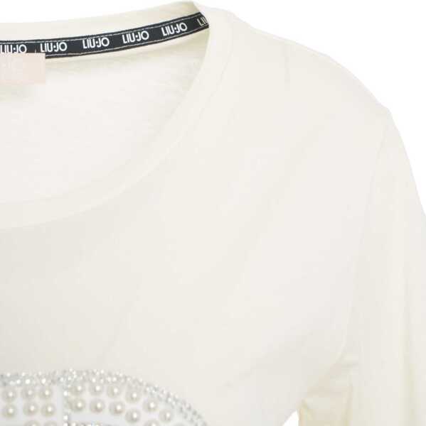 Tricouri LIU JO SPORT T-shirt with rhinestones White Femei (BM 19034296) 4