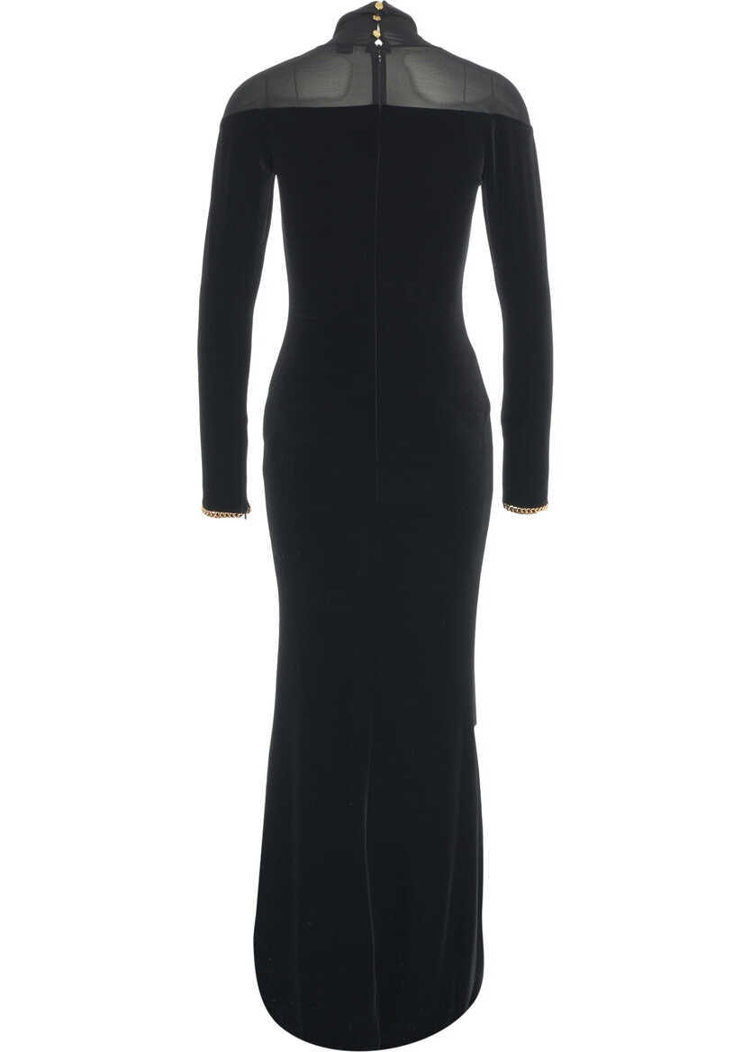 Rochii lungi Elisabetta Franchi Dress with transparent details Black Femei (BM 19034320) 3