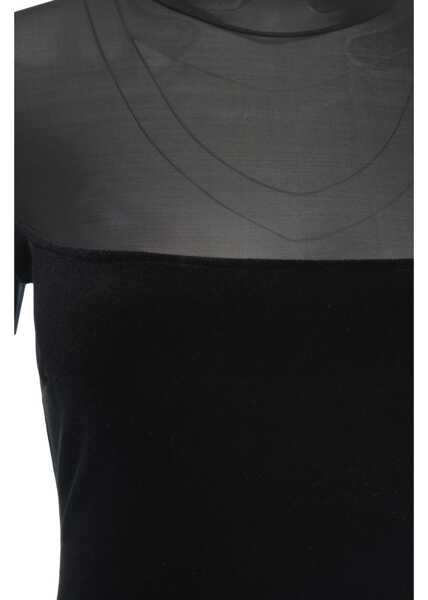 Rochii lungi Elisabetta Franchi Dress with transparent details Black Femei (BM 19034320) 5