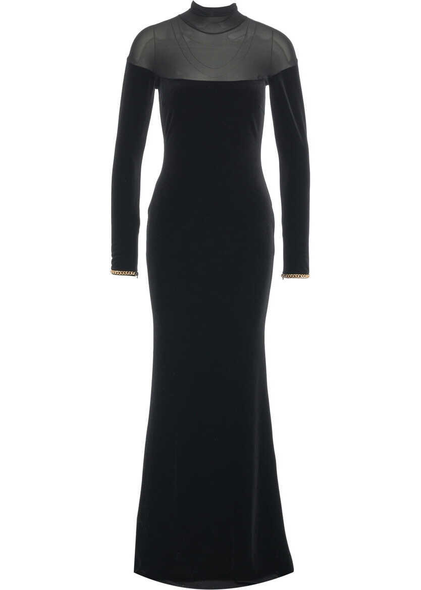 Rochii lungi Elisabetta Franchi Dress with transparent details Black Femei (BM 19034320) 1